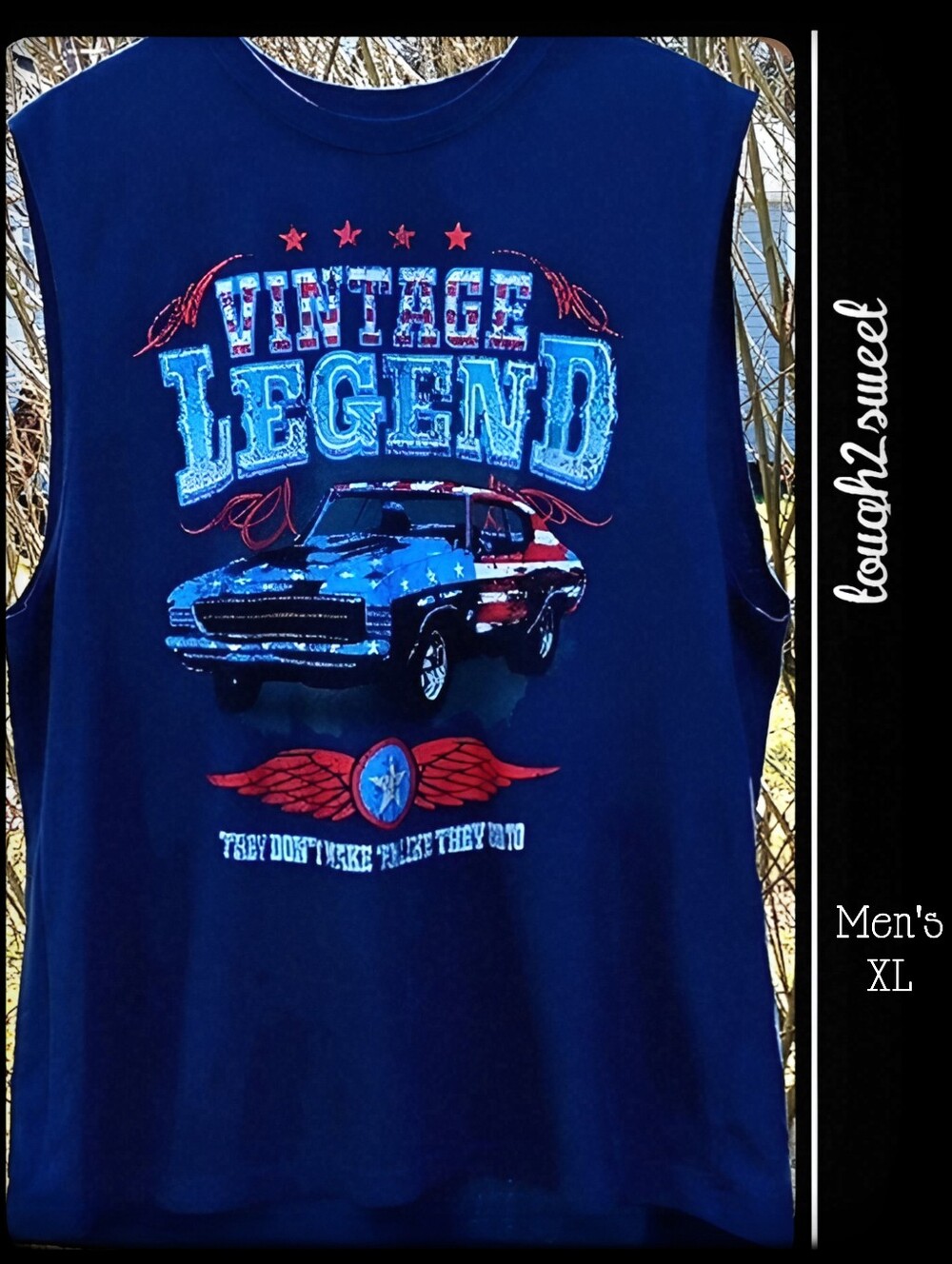NWOT!! MEN'S XL DARK BLUE TANK TOP WITH HIGHLY DETAILED GRAPHICS